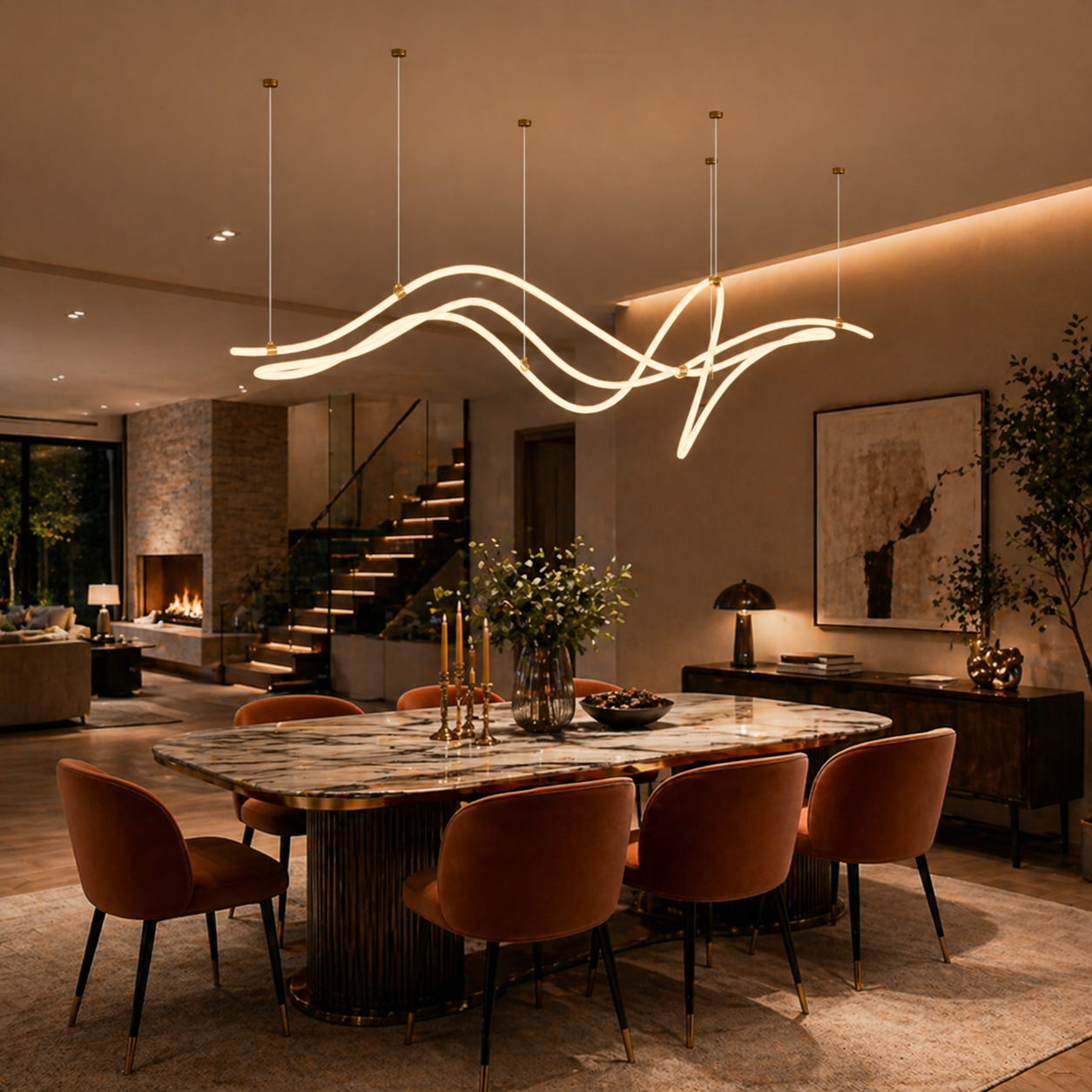 Aurelium Modern Line Art Geometry Chandelier