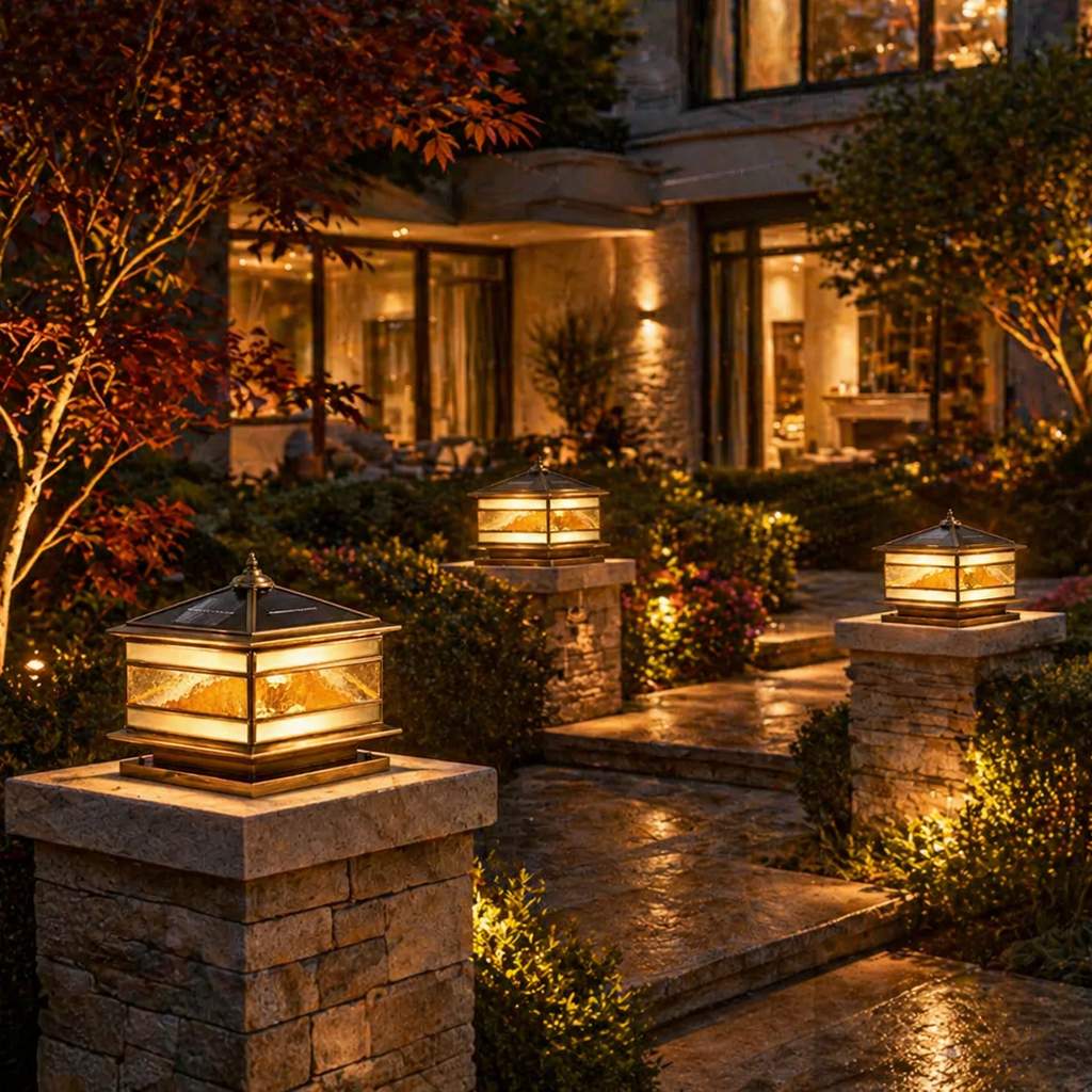Valencrest Retro Copper Waterproof Fence Post Solar Light