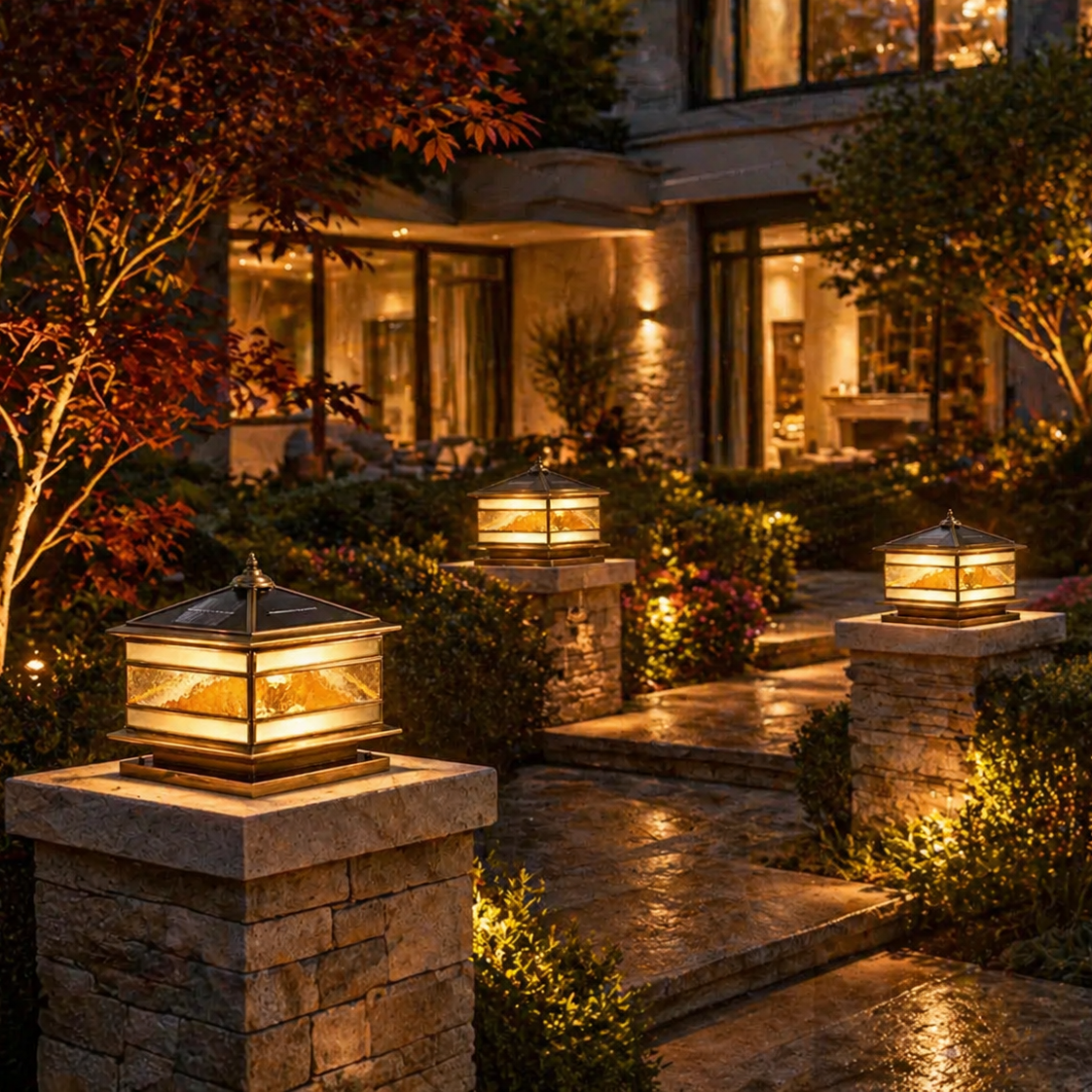 Valencrest Retro Copper Waterproof Fence Post Solar Light