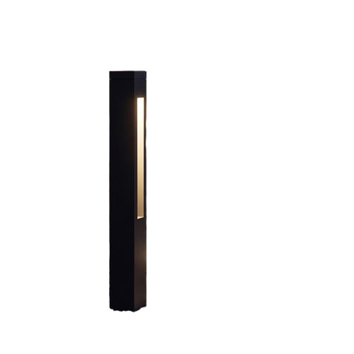 Verdano black solar LED bollard light on a white background