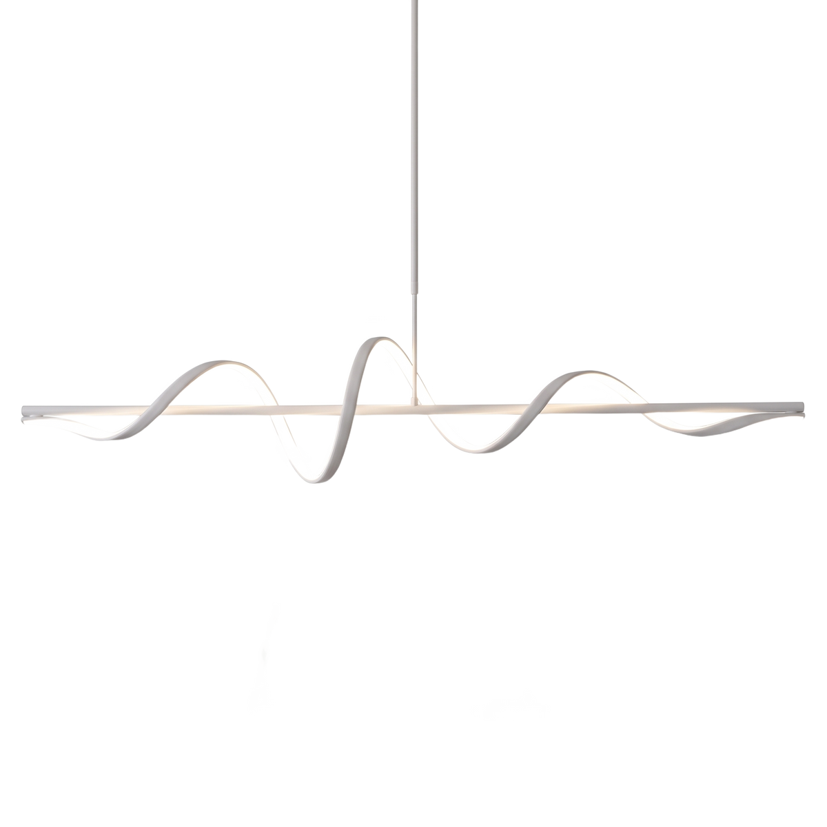 Ondelle rotating ribbon LED chandelier on a white background