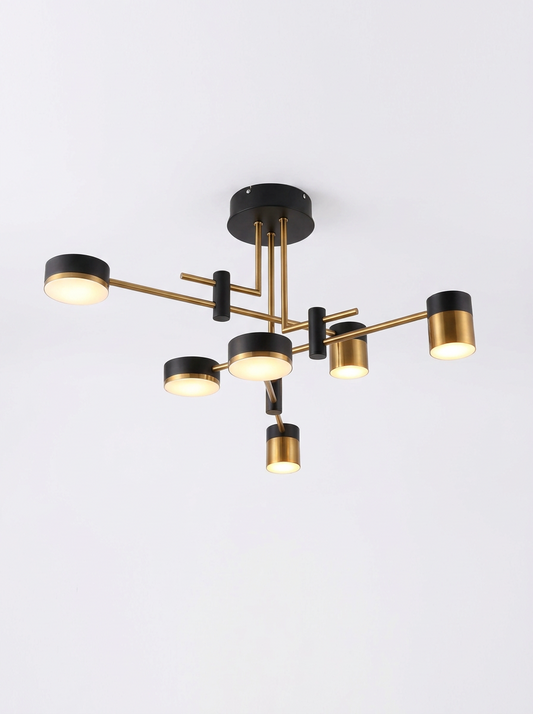 Astraeo Black and Gold Sputnik Chandelier Dimmable Geometric Radial Ceiling Light