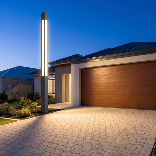 Verdano light column at 138 inches at a driveway entrance